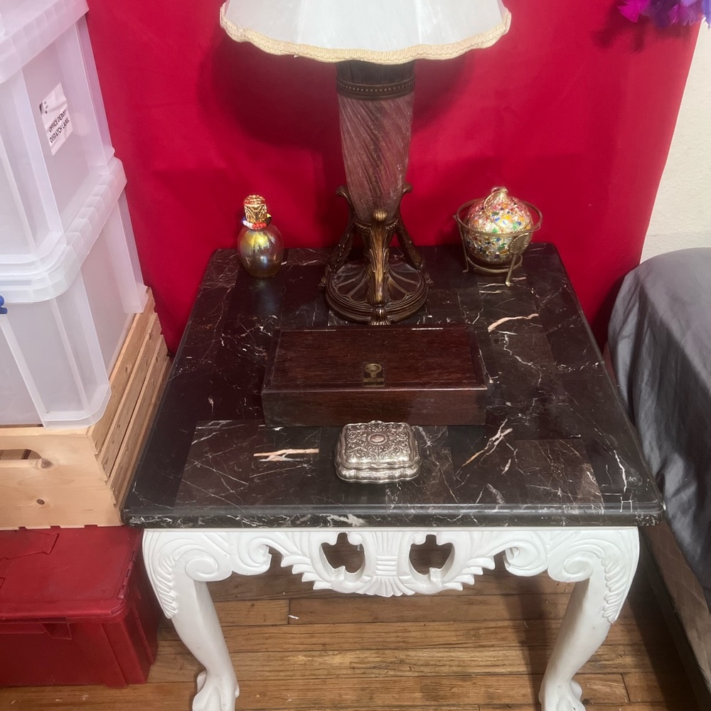 Victorian ball and feet marble top table